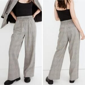 Madewell Gray Plaid Wide Leg Pants